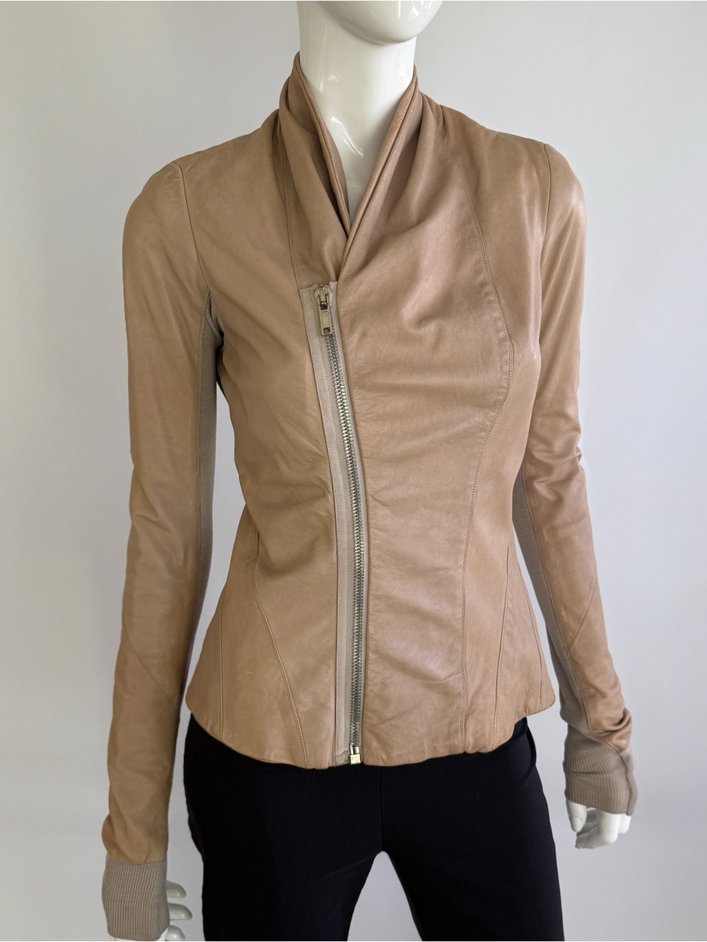 Archival Rick Owens Asymmetrical Leather Jacket Vintage Early 00s